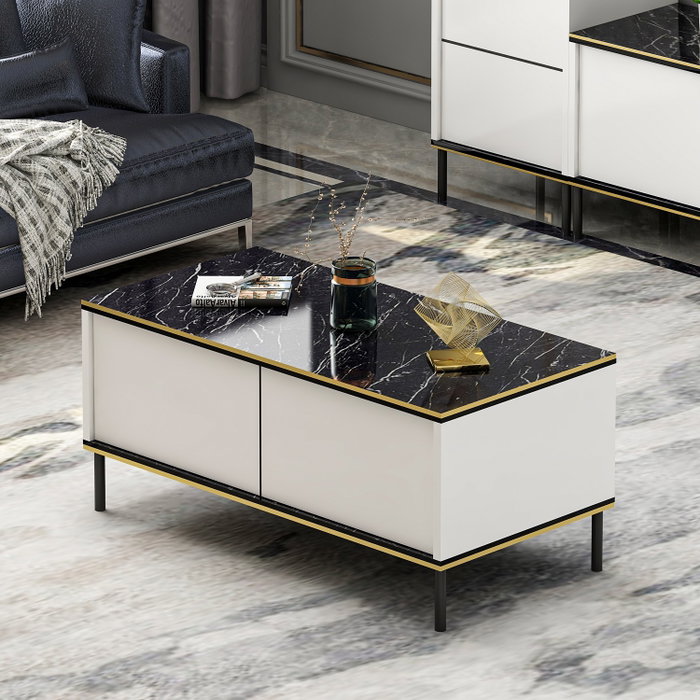 Hanah Home Imaj Mesa de centro Blanca Hanah Home Imaj Mesa de centro Blanca